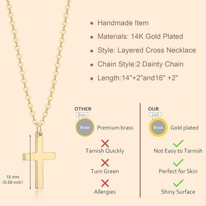 Zalcon Cross Necklace for Women, Gold Plated/Sterling Silver Plated Layered Choker Pendant Necklaces for Women Stack Jewelry for Women Trendy - style: Gold
