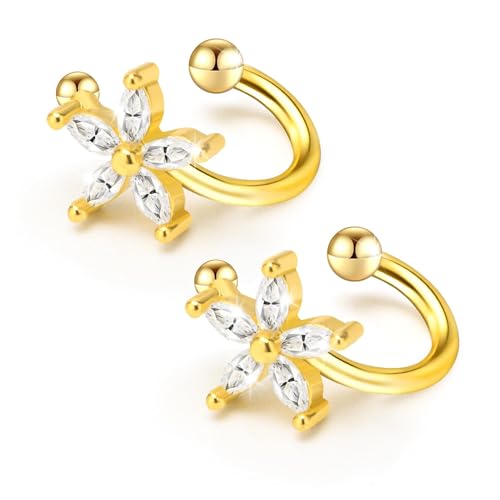 Ear Cuff Earrings with Fake Diamond for Women Non Piercing Fake Earring Cuff Clip On Earring Cuffs Non Pierced for Renaissance Costume,Rave Outfits,Birthday Dress,Women Gift - color: Gold