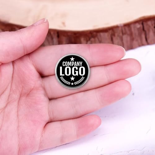 Custom Pins with Logo - Customized Buttons for men Women Customized pin - color: Round and Silver