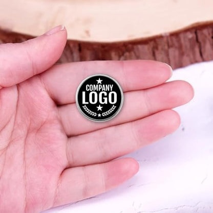 Custom Pins with Logo - Customized Buttons for men Women Customized pin - color: Round and Silver