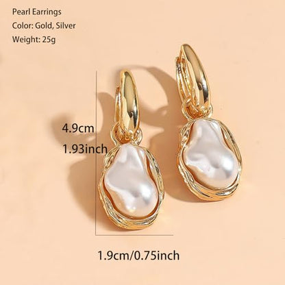 Baroque Pearl Earrings for Women Irregular Pearl Dangle Earrings Vintage Dangle Earring Bridal Wedding Jewelry - style: Style 2