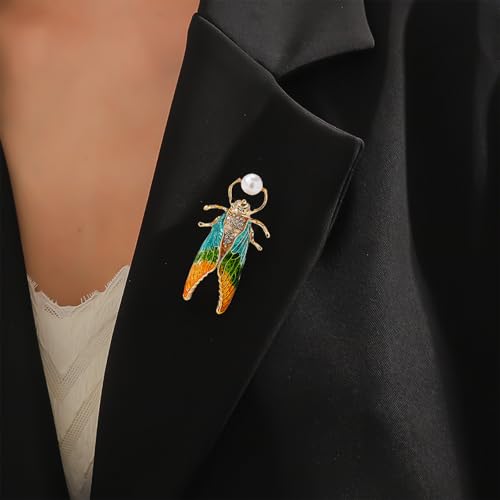 HETICA Animal Brooch for Women, Funny and Cute Flower Brooch Safety Pins Clothing Backpack Hat Decoration Enamel Pins Fashion Women Brooches and Pins Jewelry - style: Locust