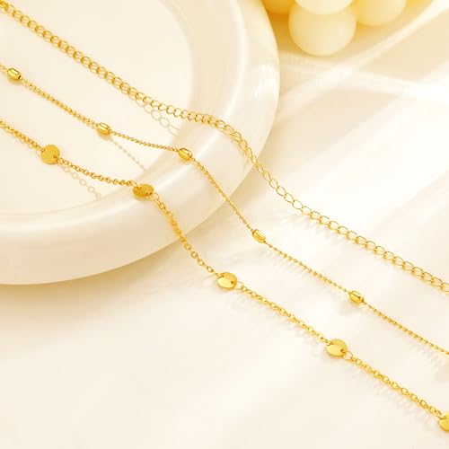 CHESKY Waist Beads for Women, 14k Gold Plated Waist Chain Gold Chain Belt for Womens Simple Body Chain Jewelry Belly Chain Beach Accessories Dainty Gold Jewelry for Women Gifts Rave Outfits for Womens - style: bead layered chain-gold