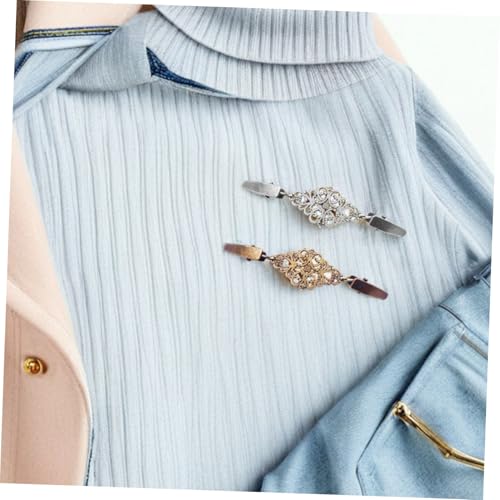 2pcs Vintage Sweater Cardigan Clips Silver and Antique Bronze Dress Collar Brooches Shawl Cinch Clips for Women Retro Shirt Accessory