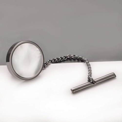 Mother of Pearl Tie Tack for Men Gold Black Silver Simple White Shell Tie Pin Clip Party Suit Jewelry Gift - color: Black