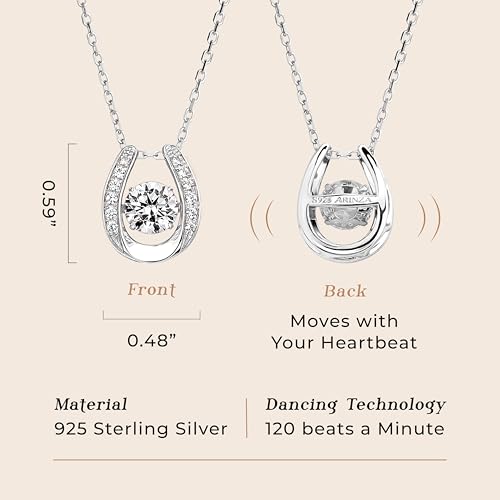 ARINZA Moissanite Necklace for Women, 1 Ct 925 Sterling Silver Dancing Stone Pendant, 18+2 Inch Chain, Valentine’s Day Christmas Gift for Her, Wife, Mom, Anniversary, Birthday - color: 5 Sparkle Horseshoe