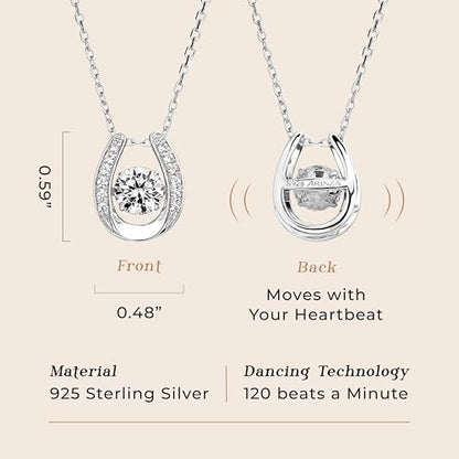 ARINZA Moissanite Necklace for Women, 1 Ct 925 Sterling Silver Dancing Stone Pendant, 18+2 Inch Chain, Valentine’s Day Christmas Gift for Her, Wife, Mom, Anniversary, Birthday - color: 5 Sparkle Horseshoe