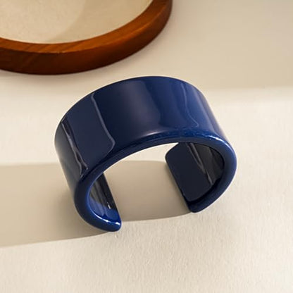 Colorful Acrylic Resin Open Bracelet Geometric Simple Transparent Tortoiseshell Acetate Plate Cuff Bangle Lightweight Chunky Thick Thin Wide Face Plastic Bracelet for Women Jewelry - color: A dark blue