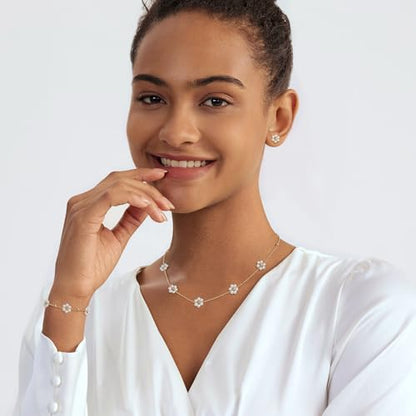 LULII Pearl Necklaces for Women 14K Gold Plated Dainty Layered Single Pearl Necklace Simple Daisy Pearls Choker Cute Gold Necklace Stack Jewelry Sets for Women Trendy Gifts - color: Gold-Daisy Pearl Jewelry Set