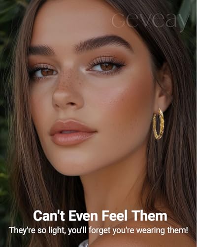 925 Sterling Silver Post Hoop Earrings Lightweight Twisted Hoop Earrings for Women Hypoallergenic Large Hoop Earrings 30/40/50MM - color: Gold, size: 30MM