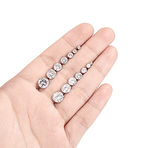 7 Pairs 18G 20G Stainless Steel Stud Earrings Round Cubic Zirconia Barbell Earring Set For Men Women 2MM-8MM Silver Tone - style: B:7 Pairs,Flat Backs,20G