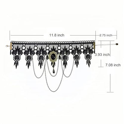 iWenSheng Halloween Costumes Jewelry for Women - Steampunk Black Lace Choker Necklace Gothic Jewelry Accessories, Vampire Choker Necklace Costume for Teen Girls - color: Black