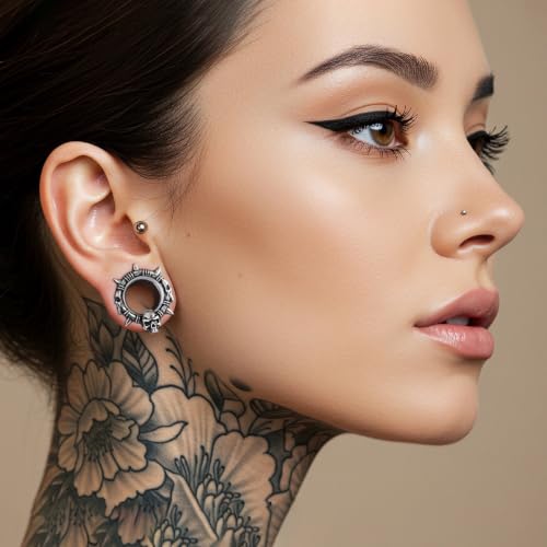 COOEAR Stainless Steel Melting Design Ear Expander, Stylish and Durable Ear Stretching Gauges Plugs. - color: S8794G, size: 16 mm