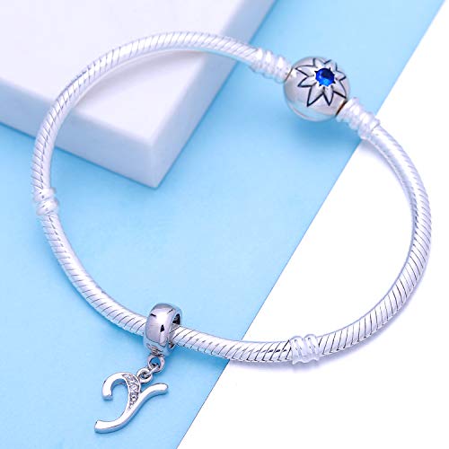 925 Sterling Silver Letter Charms Fits Pandora Bracelets, Gift for Women | A-Z Alphabet Initial Charm with CZ,Great gift for Christmas, Valentine's Day, Mother's Day. - color: Y