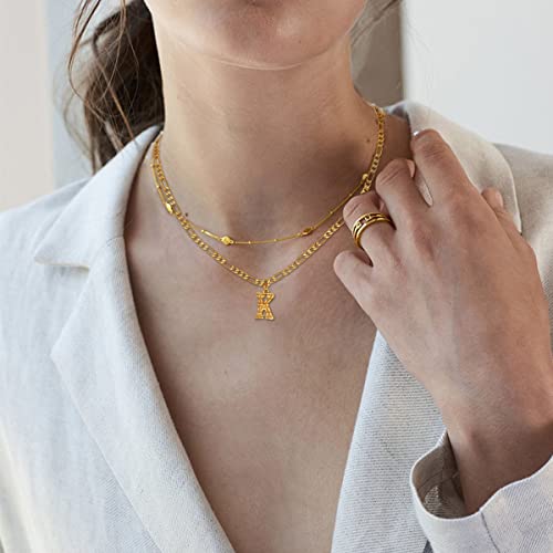 14K Gold Plated Initial Necklaces for Women Men A-Z Letter Necklaces | Figaro Chain, 16"+2" Adjustable Length, with Gift Box - style: J