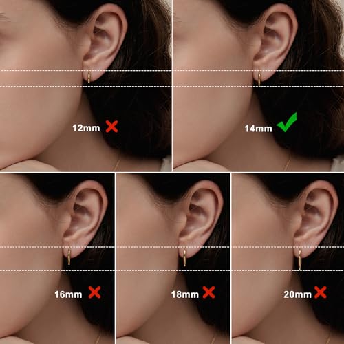 Silver Gold Hoop Earrings for Women Men, 316L Surgical Stainless Steel Huggie Hoop Earrings Set Hypoallergenic Small Cartilage Earrings Lightweight Hoop Earrings Huggie Set - color: 1 Pair Gold(14mm)