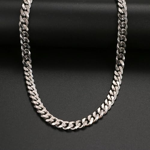 Miami Curb Cuban Link Chain for Men 9mm/12mm Width Chunky Hip Hop Necklace Curb Chains Length Chain 20"/22" for Men Women - color: Silver 12mm-