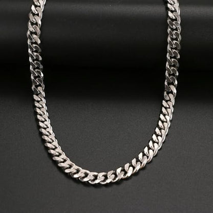 Miami Curb Cuban Link Chain for Men 9mm/12mm Width Chunky Hip Hop Necklace Curb Chains Length Chain 20"/22" for Men Women - color: Silver 12mm-