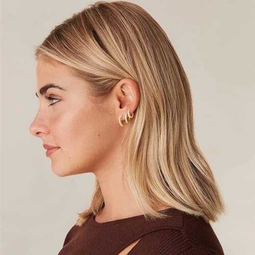 Huggie Hoop Earrings Small Hypoallergenic 14K Gold Plated Huggie Earrings For Women Simple Huggie Stud Earrings - color: Gold2-8/10/12/14mm