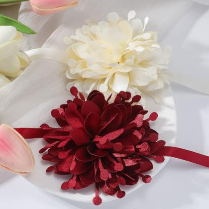 Rose Black Velvet Floral Choker Necklace - Camellia Daisy Rosette - Spring Summer Flower Jewelry - color: Red 3