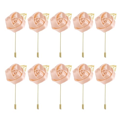 MECCANIXITY Groom Boutonnieres Rose Boutonnieres Pins for Wedding - color: Light Pink