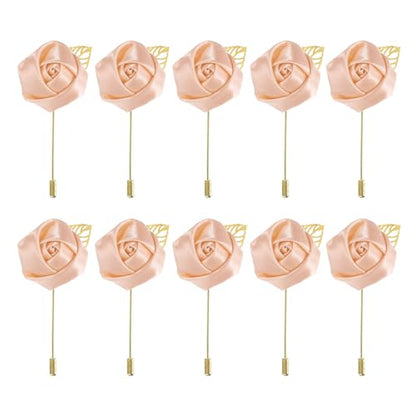 MECCANIXITY Groom Boutonnieres Rose Boutonnieres Pins for Wedding - color: Light Pink