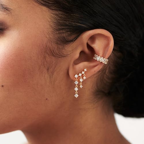 Ear Cuffs Non Piercing for Women 14K Gold Plated Ear Cuff Earrings Colorful Cubic Zirconia Paved Trendy Cartilage Earring Jewelry | Single - color: Gold