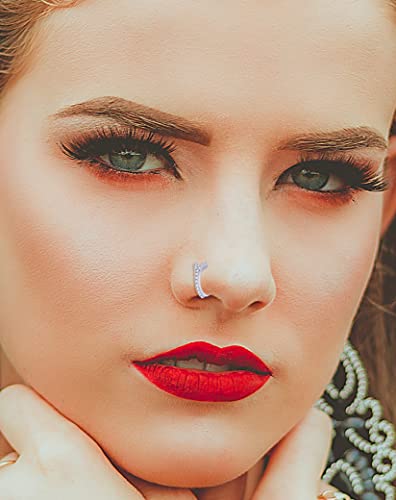 Akeoqi 12Pcs Nose Ring Hoop Cartilage Earring Cute Leaf Star CZ Butterfly Paved Nose Piercing Jewelry for Women men Silver Gold Plated 20G - color: A:Silver1