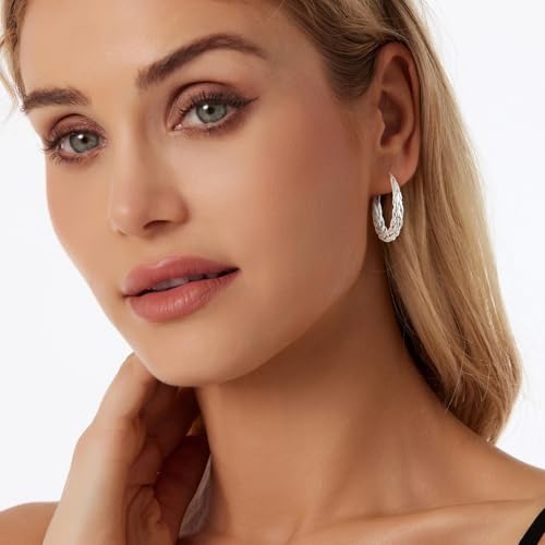 Hoop Earrings for Women, 14K Gold Sterling Silver Chunky Twisted Hoops Earring Hypoallergenic Ear Jewelry - color: 30mm-Silver