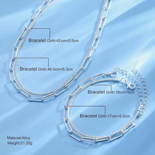 Necklace Bracelet for Women, Chocker Necklace, Crystal Bracelet Jewelry Set for Women, Wedding Jewelry for Bride, Sparkly Party Prom Hypoallergenic - color: Sliver