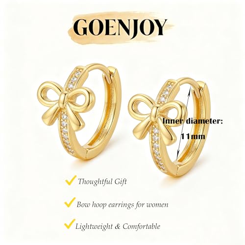 Gold Opal Huggie Earrings for Women, Minimalist Small Hoop Earrings with Zircons - color: gold bow