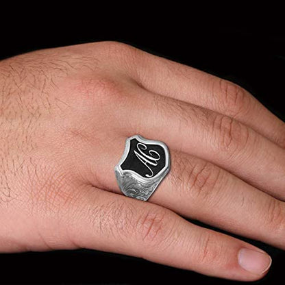 Engraved Initial Signet Ring, Monogram Letter Ring, Handmade Letter Ring, Personalized Gift for Him, Customized Name Ring, Initial Ring