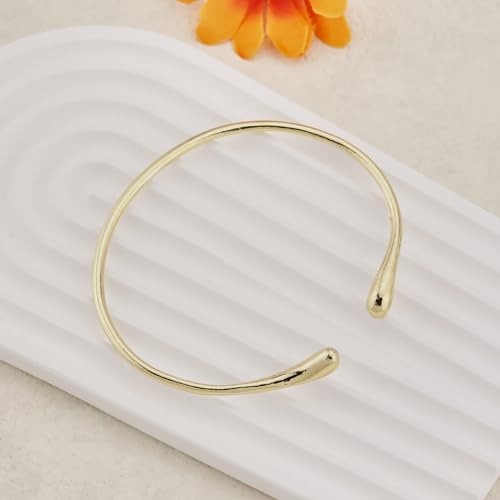 Gold Coil Arm Cuff for Women, Minimalist Armband Bangle Open Bracelet (Open - Gold)