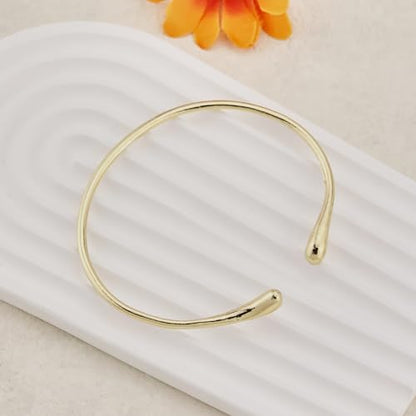 Gold Coil Arm Cuff for Women, Minimalist Armband Bangle Open Bracelet (Open - Gold)