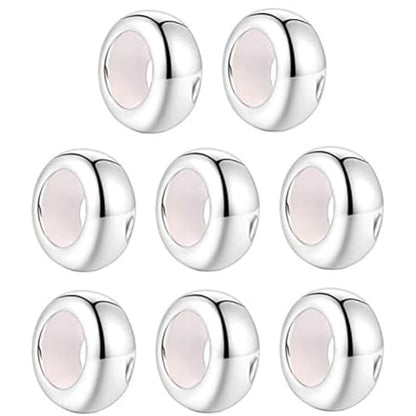 Clip Stopper Charms Sterling Silver Rondelle Spacer Bead Charm Stopper Charm for Pandora Charm Bracelets - color: Silver (8 pcs )
