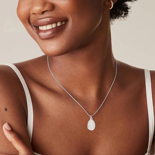 Stone Pendant Necklaces Gemstone Dangle Necklace 18K Gold Plated Teardrop Pendant Necklace for Women - color: White Silver