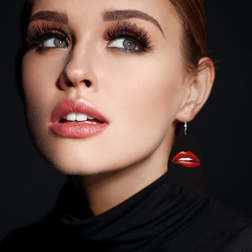 Red Lips Fashion Faux Leather Earrings Beautiful Woman Sexy Red Lip White Teeth Wedding Teardrop Earrings Jewelry For Women Friends Bridal - color: Red Lips