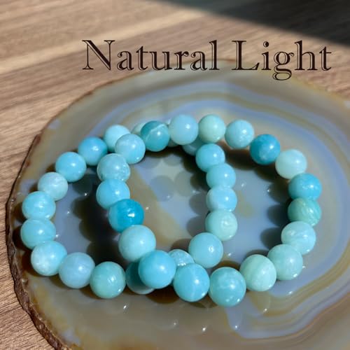 Natural Healing Gemstone Bracelet Handmade Yoga Stretch Elastic Bracelet Stress Relief Crystal Jewelry for Men and Women - color: Amazonite (Enhance Love and trust.), size: 10mm