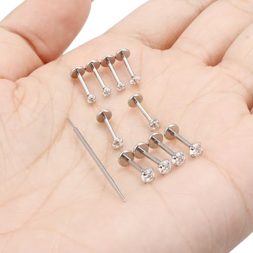 20G 18G 16G Nose Rings Studs 316L Surgical Steel Flat Back Threadless Push in Nose Studs Screw L-Shaped Nose Rings Tragus Cartilage Helix Earrings Piercing Jewelry for Women Men - color: 20G Flat Back Nose Studs - 6mm Bars