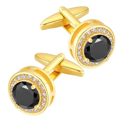 Cuff Links Mens Personalized Classic Round Cufflink Wedding Shirts Cufflinks for Men Jewelry Gifts - style: Black/white