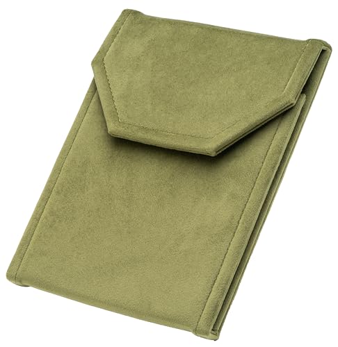 Velvet Necklace Jewelry Travel Folder Storage Display Case (Olive Green) - color: Olive Green