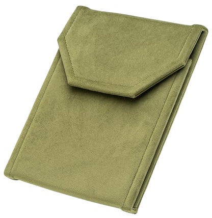 Velvet Necklace Jewelry Travel Folder Storage Display Case (Olive Green) - color: Olive Green