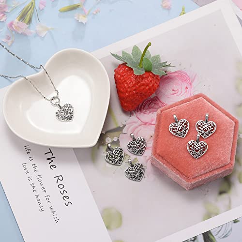 Weyuley 100pcs Antique Silver Plated Hollow Lovely Heart Charms Pendant DIY Bracelets Necklace Jewelry Making Craft Wholesale 16mmx14mm(A285)