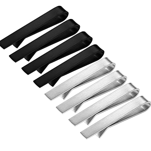 HAWSON Skinny Tie Clip Bar Set, 2 Inch Tie Clip for Men - Wedding, Meeting, Party Gift Set - color: A-BW-8pcs Brush set