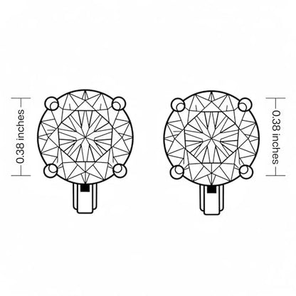 Mariell Cubic Zirconia Crystal Wedding Clip On Stud Earrings for Women, 2 Carat CZ Jewelry For Brides - color: Champagne