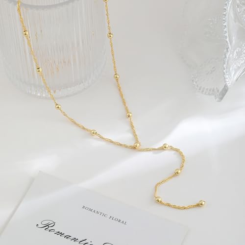 VIROMY Gold Long Y Necklaces for Women Trendy - Dainty Lariat Chain Drop Pendant Necklace for Women Gold Statement Jewelry - color: Y Necklace 11