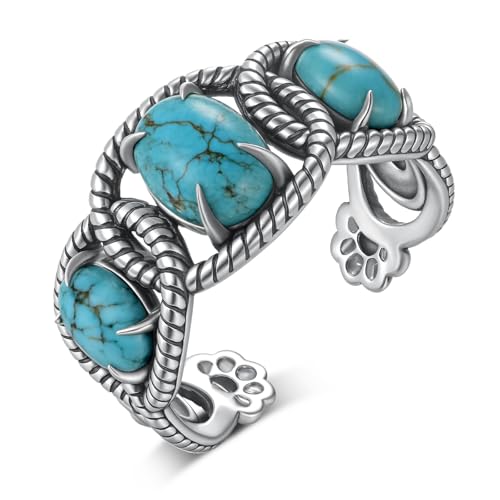 Genuine Turquoise Rings for Women 925 Sterling Silver Daisy Western Rings Vintage Nature Gemstone Real Turquoise Jewelry for Women