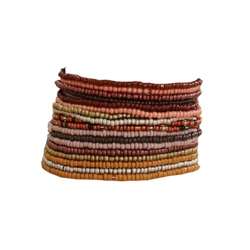 18Pcs Boho Stackable Beaded Bracelets for Women Colorful Handmade Multilayered Rice Beads Anklets Set Summer Beach Bohemian Jewelry Gift - color: Style 1 Brown