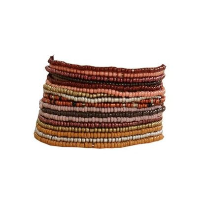 18Pcs Boho Stackable Beaded Bracelets for Women Colorful Handmade Multilayered Rice Beads Anklets Set Summer Beach Bohemian Jewelry Gift - color: Style 1 Brown