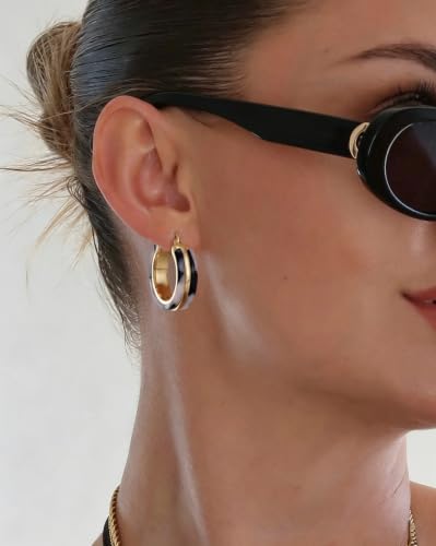 Dr's gift Chunky Leopard Print Earrings for Women 14K Gold Plated Statement Huggie Hoop Earrings Brown Acrylic Tortoise Resin Cheetah Trendy Jewelry - color: Leopard 4